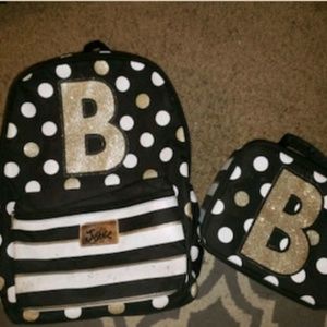 Girls Justice Letter B backpack and lunchbox